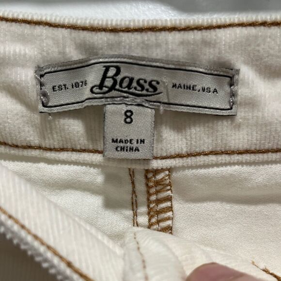 Bass Maine USA Cream Corduroy Mini Skirt Panel Back Brown Stitching SZ 8 - Picture 2 of 8